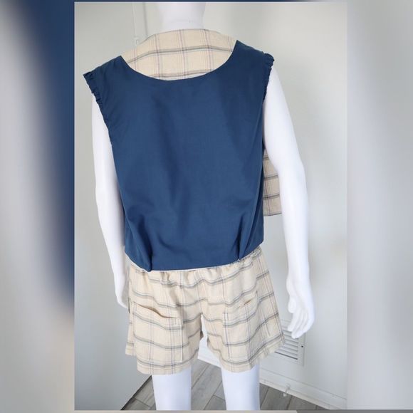 Handmade Mens Swimsuits Bathing Suit Swim Trunk Plaid with Matching Vest L - Picture 9 of 13